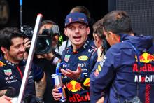 Pole sitter Max Verstappen (NLD) Red Bull Racing in qualifying parc ferme. Formula 1 World Championship, Rd 8, Spanish