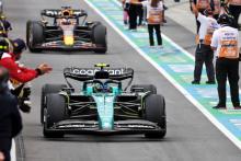 Second placed Fernando Alonso (ESP) Aston Martin F1 Team AMR23 arrives in parc ferme. Formula 1 World Championship, Rd 9,