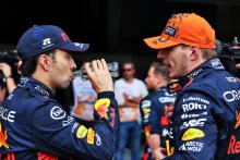 (L to R): Second placed Sergio Perez (MEX) Red Bull Racing with team mate and race winner Max Verstappen (NLD) Red Bull