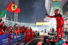 Race winner Carlos Sainz Jr (ESP) Ferrari SF-23 celebrates in parc ferme. Formula 1 World Championship, Rd 16, Singapore