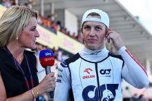 (L to R): Rachel Brookes (GBR) Sky Sports F1 Reporter with Liam Lawson (NZL) AlphaTauri on the grid. Formula 1 World