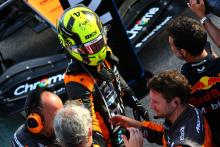 Lando Norris (GBR) McLaren celebrates his second position with the team in parc ferme. Formula 1 World Championship, Rd