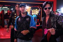 Pierre Gasly (FRA) Alpine F1 Team with Elvis impersonators. Formula 1 World Championship, Rd 22, Las Vegas Grand Prix,