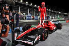 Charles Leclerc (MON) Ferrari SF-23 celebrates his pole position in qualifying parc ferme. Formula 1 World Championship,