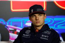 Max Verstappen (NLD) Red Bull Racing in the post qualifying FIA Press Conference. Formula 1 World Championship, Rd 22, Las