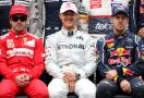 Fernando Alonso alongside Michael Schumacher and Sebastian Vettel.