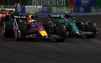 Fernando Alonso battles with Sergio Perez 