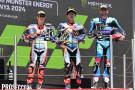 Garcia, Ogura and Dixon on the Moto2 Catalan GP Podium, Barcelona, 2024, 26th May