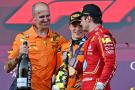 Oscar Piastri, race engineer Tom Stallard and Charles Leclerc