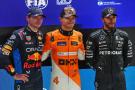 Max Verstappen, Lando Norris and Lewis Hamilton 