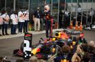 Race winner Max Verstappen (NLD) Red Bull Racing RB16 celebrates in parc ferme.