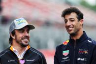  - (L to R): Fernando Alonso (ESP) McLaren and Daniel Ricciardo (AUS) Red Bull