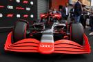 A showcar in the pits as Audi has officially registered as an F1 engine manufacturer for the 2026 regulations. Formula 1