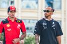 (L to R): Carlos Sainz Jr (ESP) Ferrari with Lewis Hamilton (GBR) Mercedes AMG F1. Formula 1 World Championship, Rd 4,