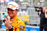 Lando Norris (GBR) McLaren celebrates his third position in qualifying parc ferme. Formula 1 World Championship, Rd 8,