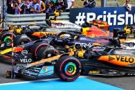 Top three cars in qualifying parc ferme: Lando Norris (GBR) McLaren MCL60; Max Verstappen (NLD) Red Bull Racing RB19; Oscar