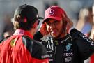 Lewis Hamilton (GBR) Mercedes AMG F1 with Charles Leclerc (MON) Ferrari in qualifying parc ferme. Formula 1 World