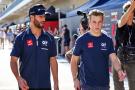 (L to R): Daniel Ricciardo (AUS) AlphaTauri with Liam Lawson (NZL) AlphaTauri Reserve Driver. Formula 1 World