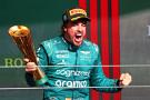 Fernando Alonso (ESP) Aston Martin F1 Team celebrates his third position on the podium. Formula 1 World Championship, Rd