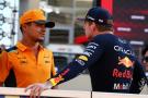 (L to R): Lando Norris (GBR) McLaren with Max Verstappen (NLD) Red Bull Racing on the drivers' parade. Formula 1 World