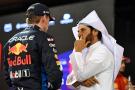 (L to R): Max Verstappen (NLD) Red Bull Racing with Mohammed Bin Sulayem (UAE) FIA President in qualifying parc ferme.