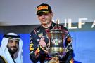 Race winner Max Verstappen (NLD) Red Bull Racing celebrates in on the podium. Formula 1 World Championship, Rd 1, Bahrain