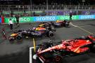 Race winner Max Verstappen (NLD) Red Bull Racing RB20 in parc ferme with second placed Sergio Perez (MEX) Red Bull Racing