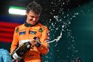 Race winner Lando Norris (GBR) McLaren celebrates on the podium. Formula 1 World Championship, Rd 6, Miami Grand Prix,