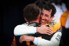 Race winner Lando Norris (GBR) McLaren celebrates in parc ferme with Daniel Ricciardo (AUS) RB. Formula 1 World
