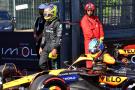 Lewis Hamilton (GBR) Mercedes AMG F1 and Oscar Piastri (AUS) McLaren MCL38 in qualifying parc ferme. Formula 1 World