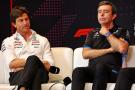 (L to R): Toto Wolff (GER) Mercedes AMG F1 Shareholder and Executive Director and Bruno Famin (FRA) Alpine Motorsports Vice