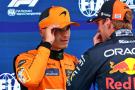 (L to R): Pole sitter Lando Norris (GBR) McLaren with Max Verstappen (NLD) Red Bull Racing in qualifying parc ferme.