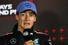 George Russell (GBR) Mercedes AMG F1 in the FIA Press Conference. Formula 1 World Championship, Rd 12, British Grand Prix,