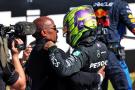 Race winner Lewis Hamilton (GBR) Mercedes AMG F1 celebrates in parc ferme with his father Anthony Hamilton (GBR). Formula