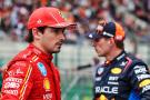 Charles Leclerc (MON) Ferrari and Max Verstappen (NLD) Red Bull Racing in qualifying parc ferme. Formula 1 World